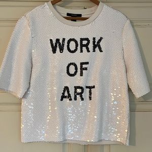 Forever 21 white with black sequined t-shirt